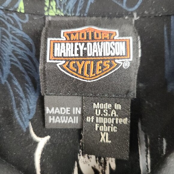 Harley-Davidson Men's XL Hawaiian Button Shirt Pacific Harley Print Hawaii Made - Picture 7 of 10